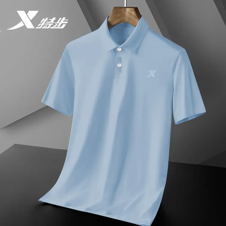 特步短袖t恤男夏季POLO衫宽松休闲商务速干半袖翻领运动体恤t上衣