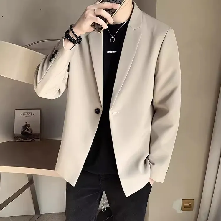 仓石一树痞帅西服外套男士春秋季商务潮流简约轻熟风一粒扣西装潮