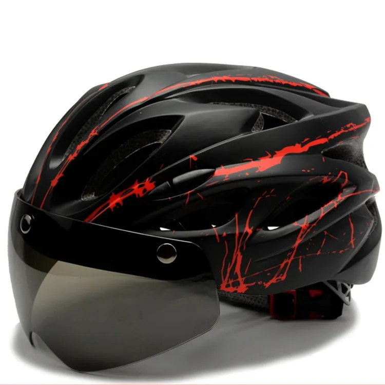 骑行头盔一体成型男女山地公路自行车头盔骑行装备磁吸式风镜头盔