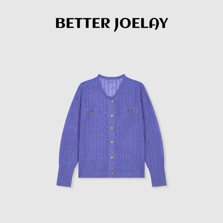BETTER JOELAY-【蓝莓酱】含羊毛时尚百搭长袖针织开衫LL6011