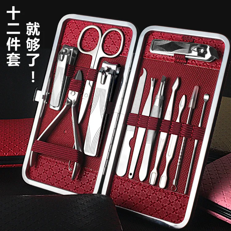 不锈钢7件12件大套指甲刀修脚甲美甲工具套装指甲剪指甲钳套盒装