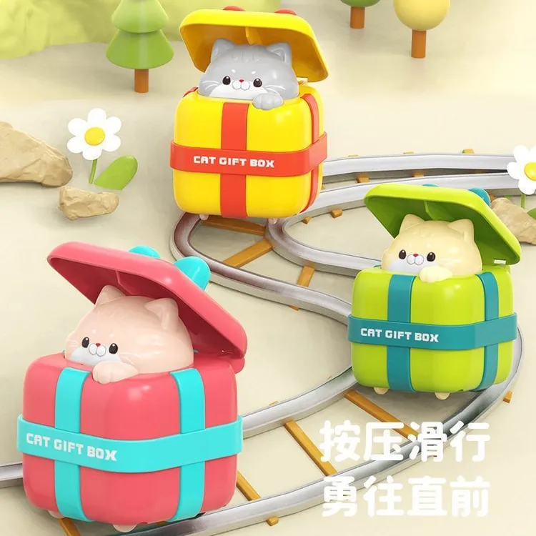 跨境爆款儿童按压回力玩具车卡通网红礼物猫婴儿玩具宝宝滑行车