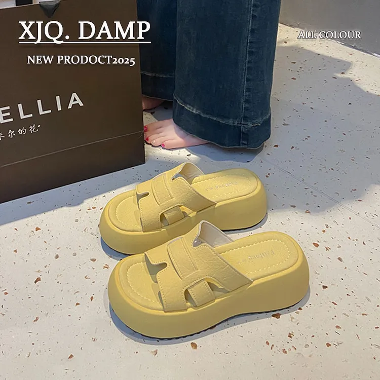 厚底拖鞋女款夏季外穿爆款网红2025新款高级感潮流增高一字凉拖鞋