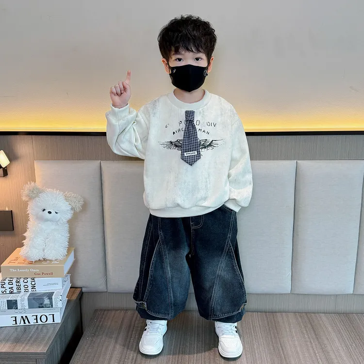 男童卫衣套装宝宝秋装2025新款春秋季小孩衣服炸街痞帅儿童两件套