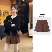 ZYY【长乐未央】2025S/S新品麂皮绒百褶裙高腰a字短裙女X25QDQ03567