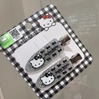A885灰色闪闪蝴蝶结KT猫咪无痕夹一对