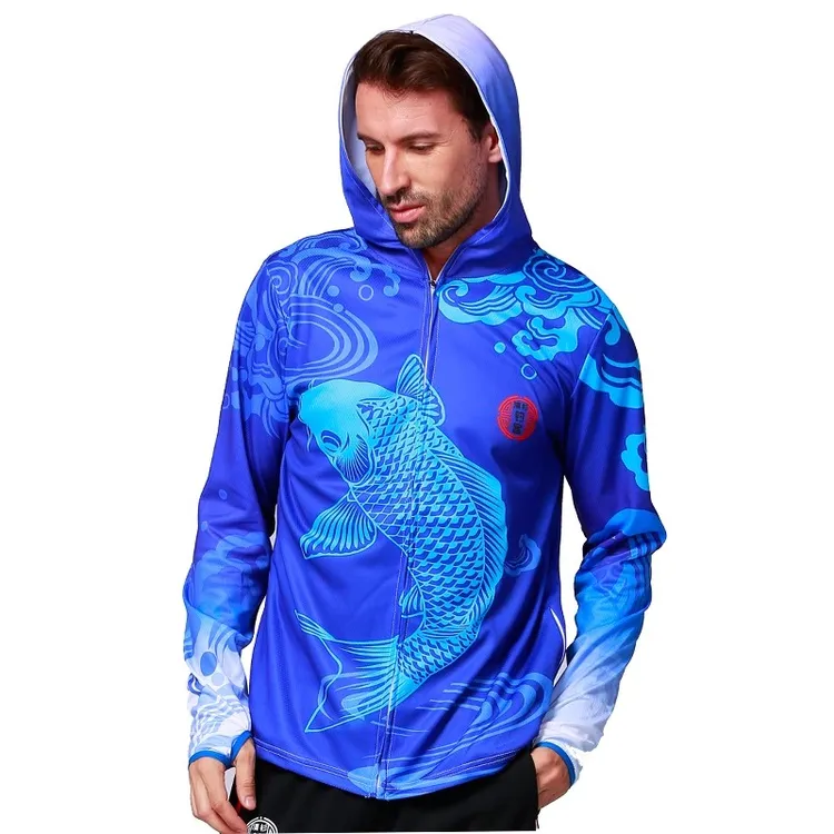 夏季钓鱼防晒服男速干套装户外垂钓鱼防晒衣服海钓连帽衫印字订制
