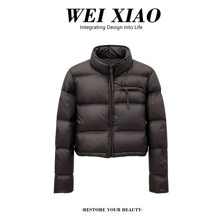 美拉德复古穿搭短款立领棉服女秋冬设计感休闲百搭加厚面包棉服潮