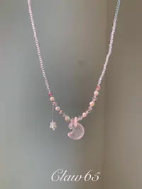 「月亮贝壳少女」甜美粉水晶/夏天甜妹闪钻925银水晶手链