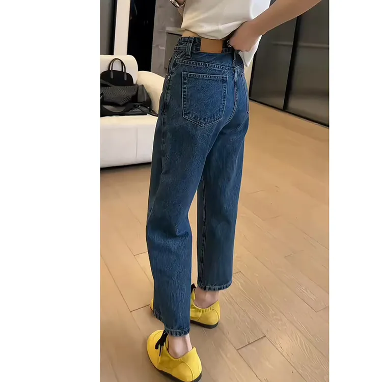 阔腿宽松直筒牛仔裤子女爆款2025夏季薄款大码高腰显瘦九分法棍裤