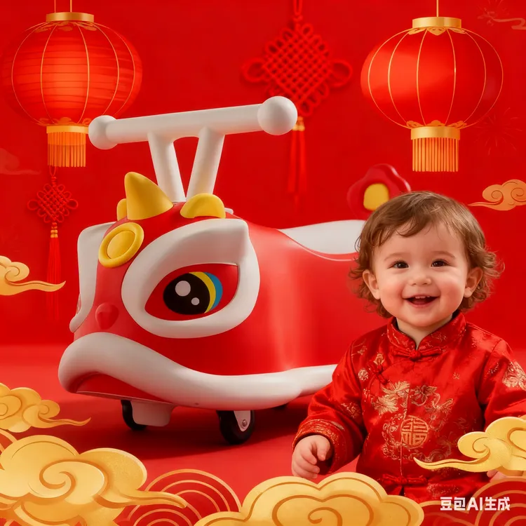 舞狮宝宝滑行车1-3岁花生扭扭车溜溜车幼儿可骑可坐可滑行玩具车