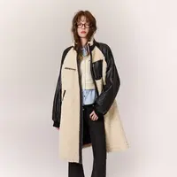 M005【金拐子专属】CHUU仿羊羔毛设计拼接环保仿皮毛一体外套-F