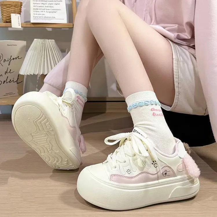 甜妹专属秋冬新款可爱厚底棉鞋女软萌大头板鞋百搭软萌增高休闲鞋