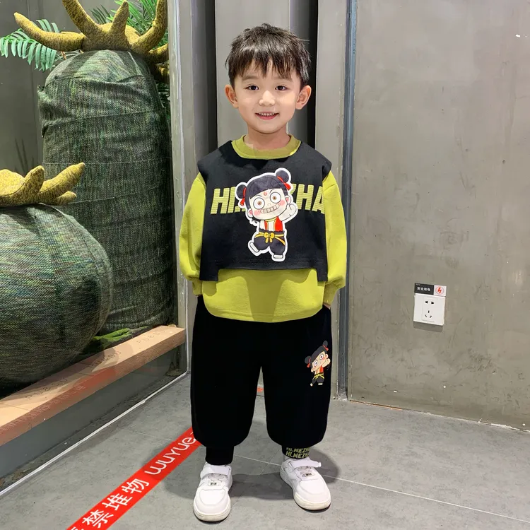 男童哪吒衣服秋装套装2025新款中小儿童洋气男孩春潮酷痞帅童装