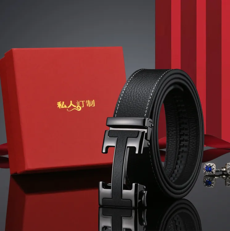 工字扣自动男士腰带头层牛皮热卖款金典百搭商务中青年皮带男款