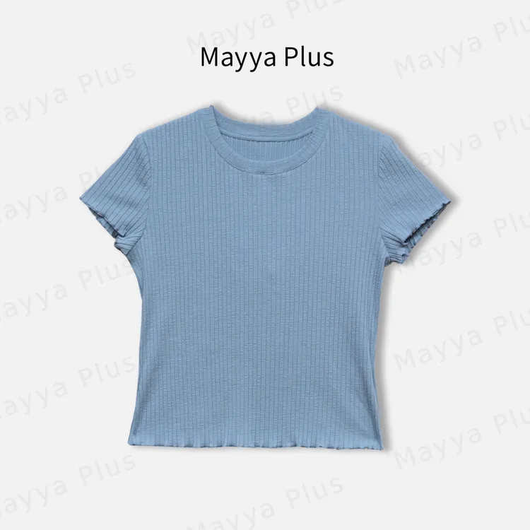 【棉棉冰】Mayya Plus麦芽定制法式肌理感收腰减龄针织T恤32526962