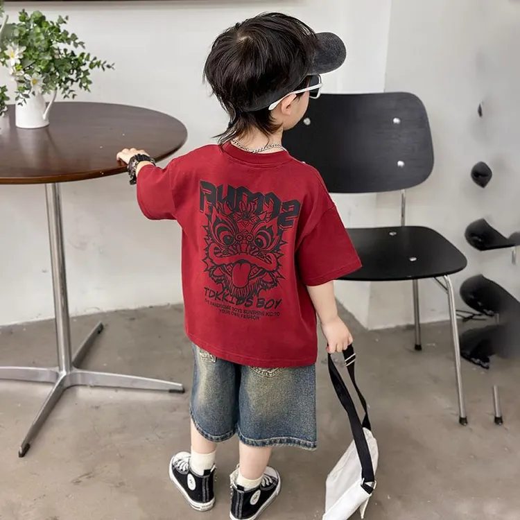 男童夏装套装新款痞帅炸街短袖小男孩夏季国潮帅气时髦两件套