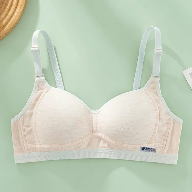 夏日显瘦文胸内衣女纯棉薄款无钢圈初中生高中生少女发育期固定杯