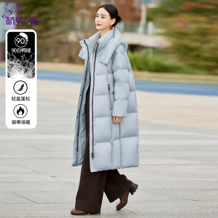 长款过膝羽绒服女冬季2025新款高端时尚洋气加厚保暖连帽品牌外套