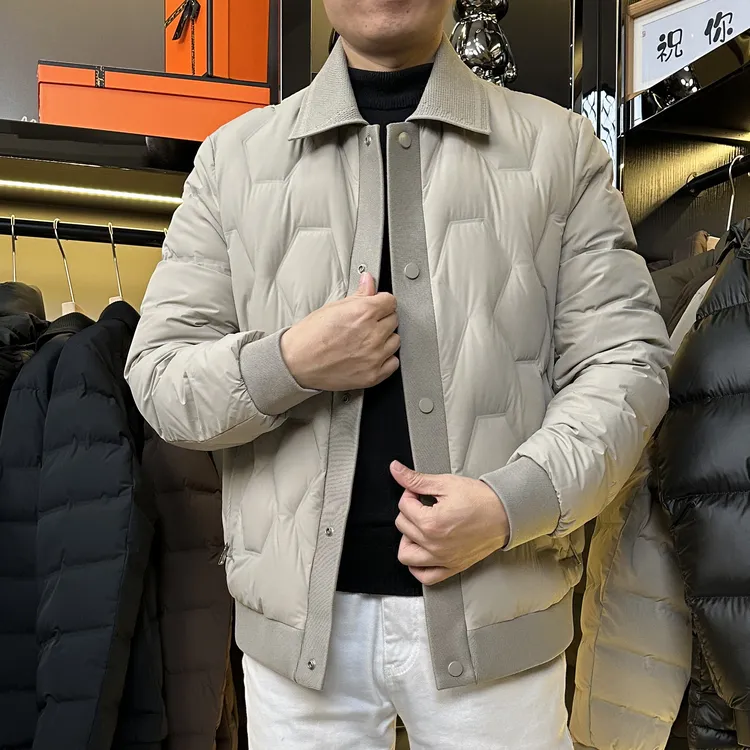 【高充绒量新国标90白鸭绒】翻领羽绒服短款男款冬季商务休闲修身