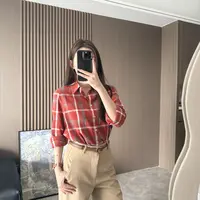双面色织减龄复古风格纹长袖衬衫