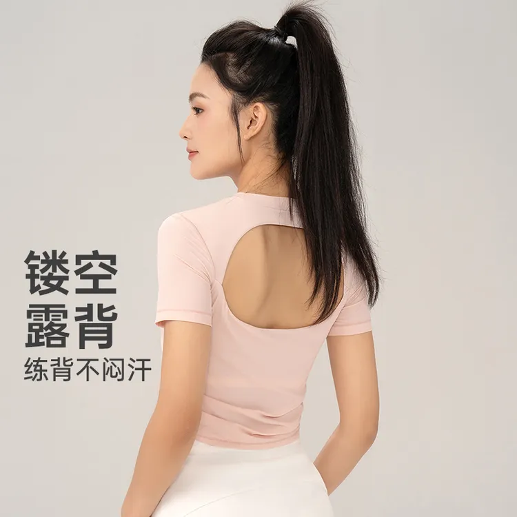 运动休闲短袖T恤女款美式健身跑步小众短袖瑜伽服女上衣3205