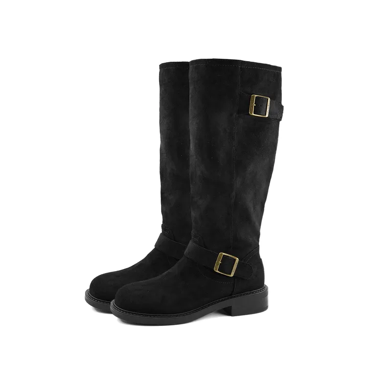 [广州唯品]厚底粗跟皮带扣气质舒适长靴D712311-5