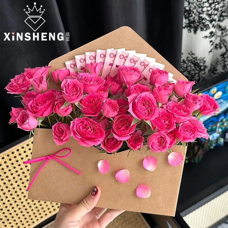 芯苼 秋日来信花盒 秋天的第一封情书精致花束信封包装盒花艺资材