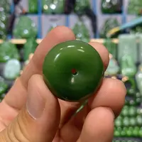 【闪购商品】和田玉吊坠(不含链)未镶嵌菠菜绿猫眼平安扣 25/12