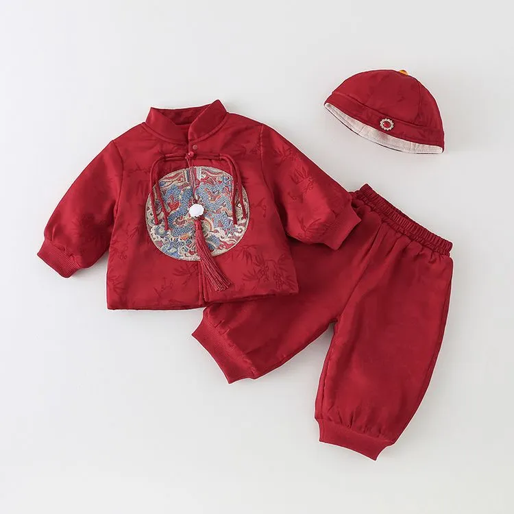 婴儿周岁礼服男女宝宝衣服新款国风礼服满月百天喜庆服装婴儿套装