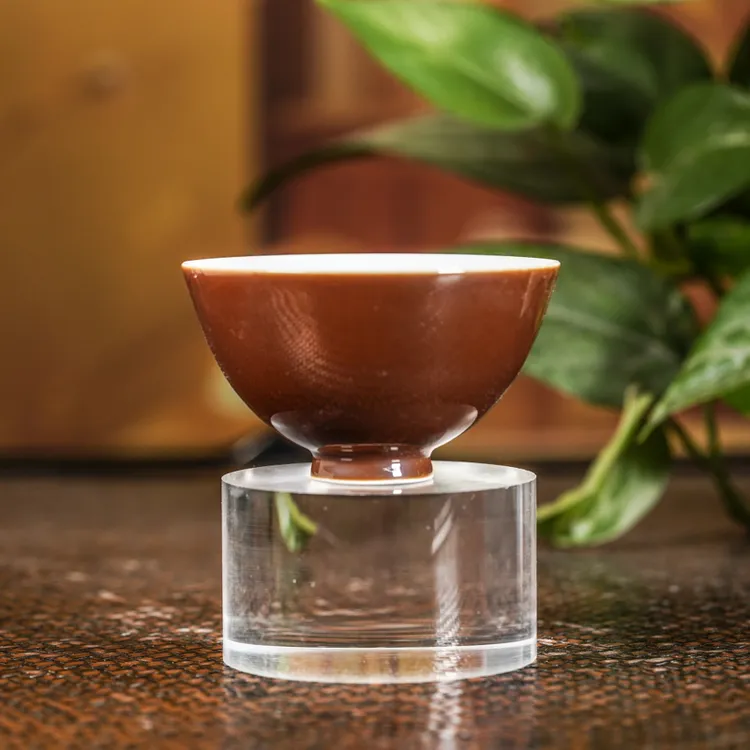 【景德镇陶瓷研究院】柴窑紫金鸡心杯 jty296