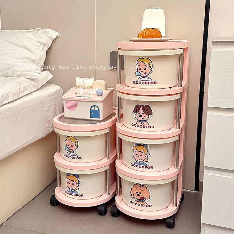 床头置物架小推车多层收纳出租房柜床边桌下储物抽屉式零食柜子