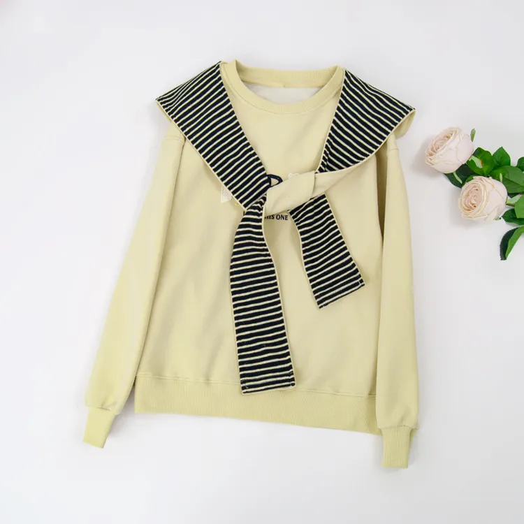 2250女学院风长袖卫衣2025秋装新款爆款韩系洋气大童刺绣披肩上衣