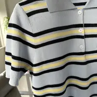 ananstudio淡蓝色polo领针织衫ZZS001