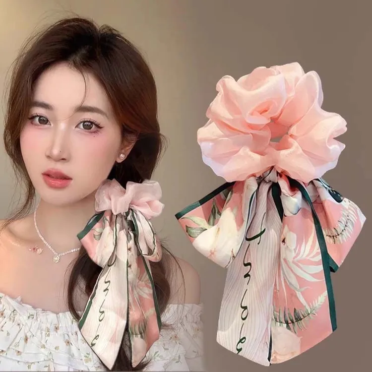 蝴蝶结发带女2025新款飘带头绳大肠发圈高级感扎头发皮筋发饰发绳