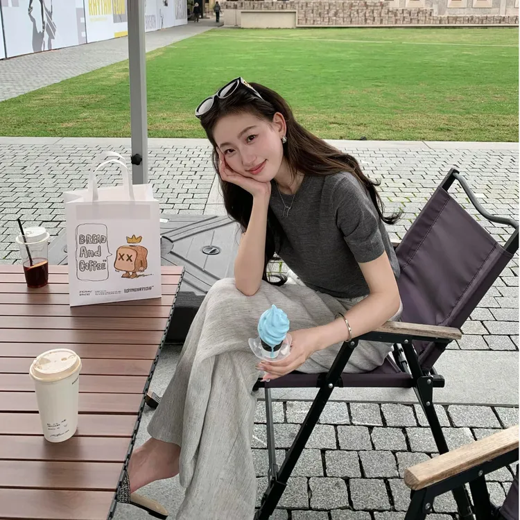 夏新款温婉大方衣服显瘦短袖上衣洋气休闲装开衫休闲裤子