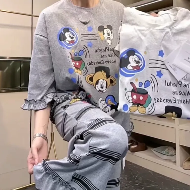 洋气可爱减龄卡通米老鼠家居服两件套【实物微色差】