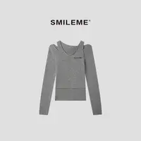 SMILEME【富士山下】时尚休闲显瘦百搭针织两件套长袖R5376101