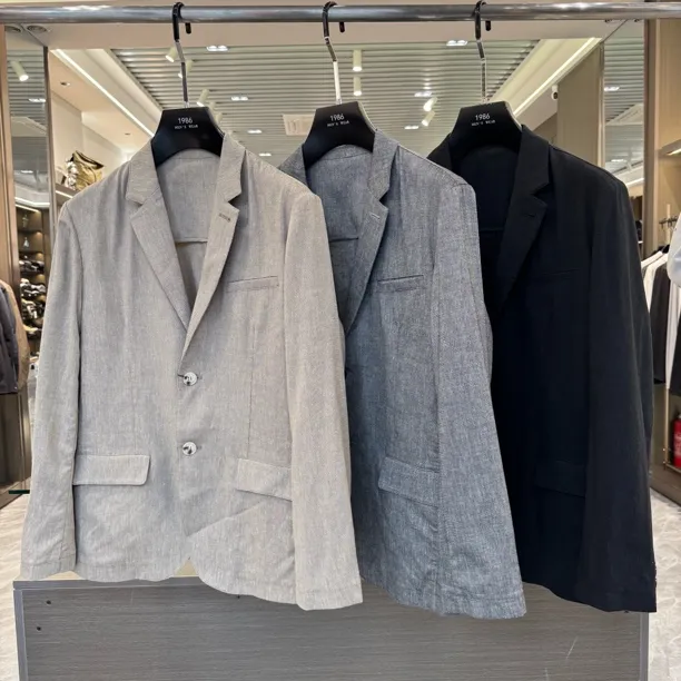 【亚麻混纺单西】薄款商务休闲羊毛混纺西服d03