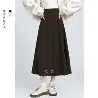 法式复古毛呢半身裙女秋冬2025新款百搭高腰垂感a字西装裙中长裙