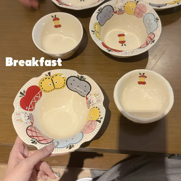 川岛屋可爱苹果兔2025新款高颜值面碗餐具酸奶早餐一人食沙拉碗