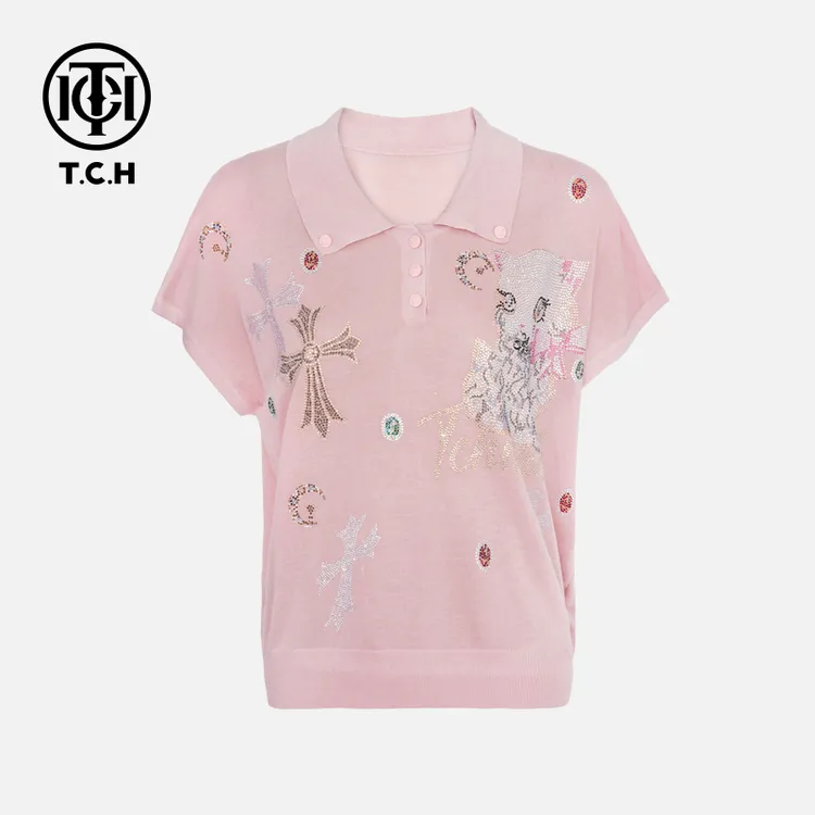 TCH私服烫钻工艺新时尚淑女百搭潮流针织衫女T75B09E5081轻奢tch