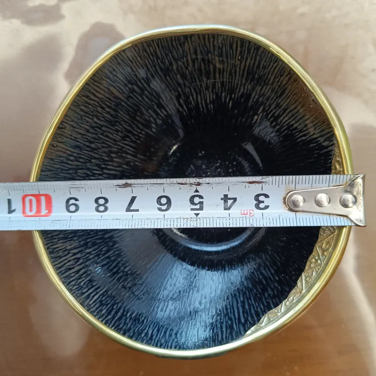 水吉窑宋建盏，磨口包铜口，口径约10高4.5厘米釉面和兔毫都经典