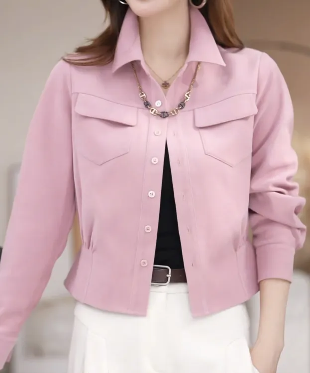 MIAO | 冬季加厚口袋款收腰捏褶复古气质上衣RY762816