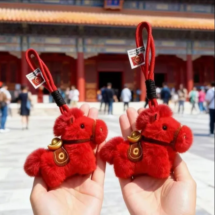 2026小马生肖公仔仿真娃娃钥匙扣毛绒玩具马年玩偶挂饰