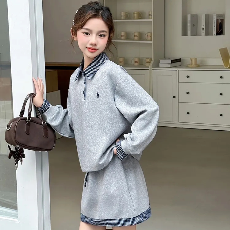 女童春秋时髦卫衣套装2025新款儿童秋装大童秋季韩版裙子两件套