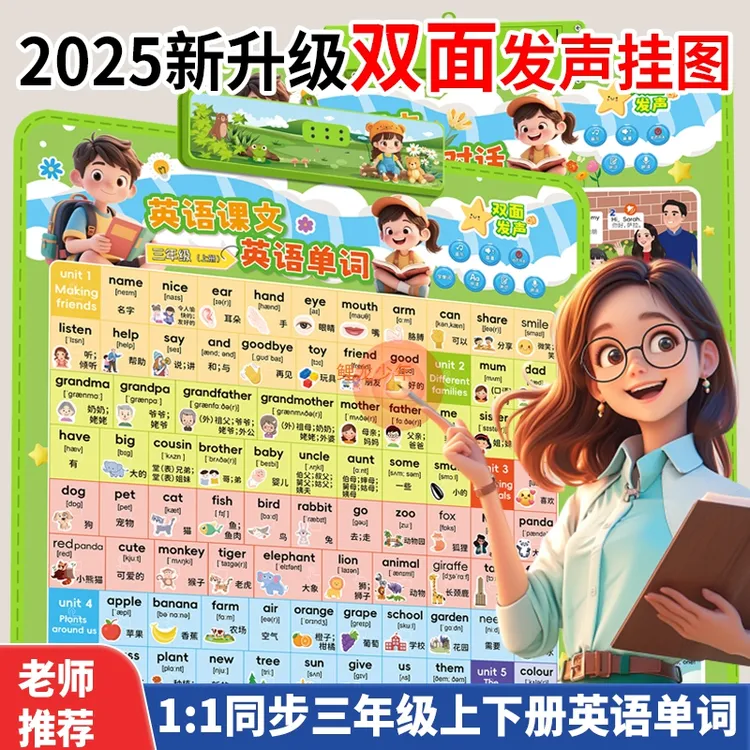 双面点读精品有声挂图英语单词音标自然拼读情景对话启蒙早教玩具