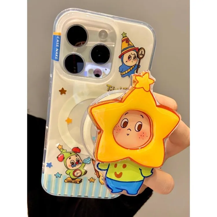 卡通软萌闹钟星星头套小男孩适用iphone16promax苹果15pro手机壳