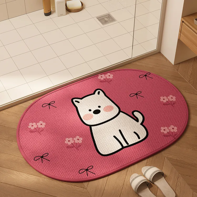 卫生间地垫椭圆吸水卡通厕所门口速干擦脚垫免洗厚地毯浴室防滑垫
