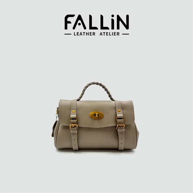 FALLIN法琳 新款女复古真皮轻奢手提单肩斜挎学院风邮差包FL1006